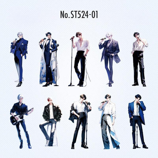 ST524|シール 男性 人物 青年 ジャケット スーツ シャツ コート メンズ