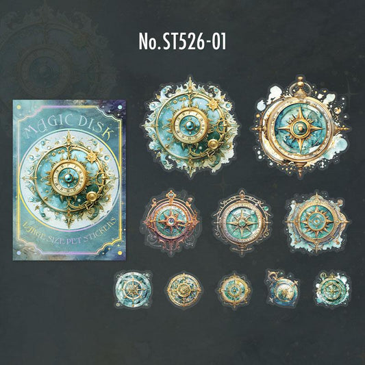 ST526|シール 魔法 宇宙 コンパス 方位磁針 月 星 懐中時計