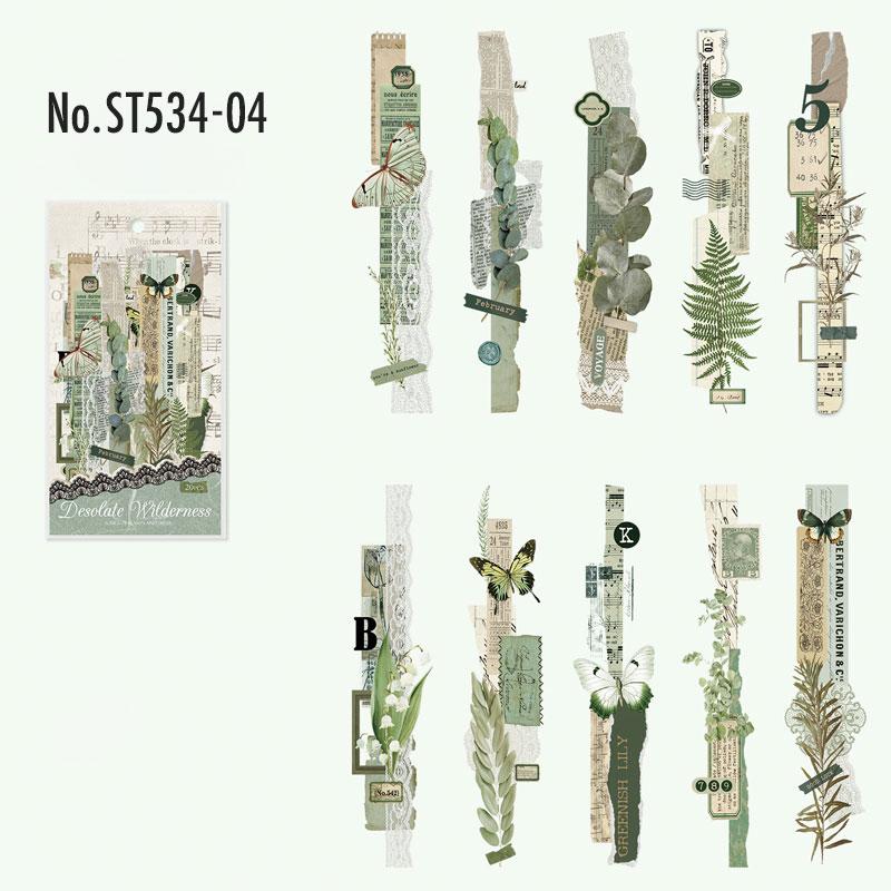 ST534|シール 花 植物 蝶々 バタフライ 英字 ライン おしゃれ アクセント