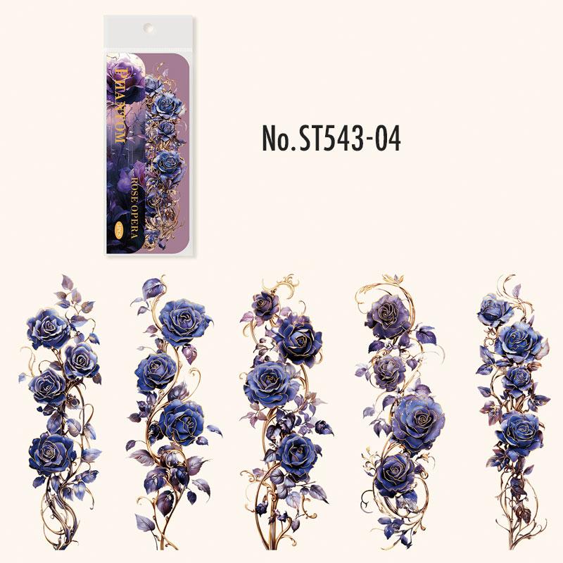 ST543|シール 薔薇 バラ ローズ ライン 装飾 アクセント