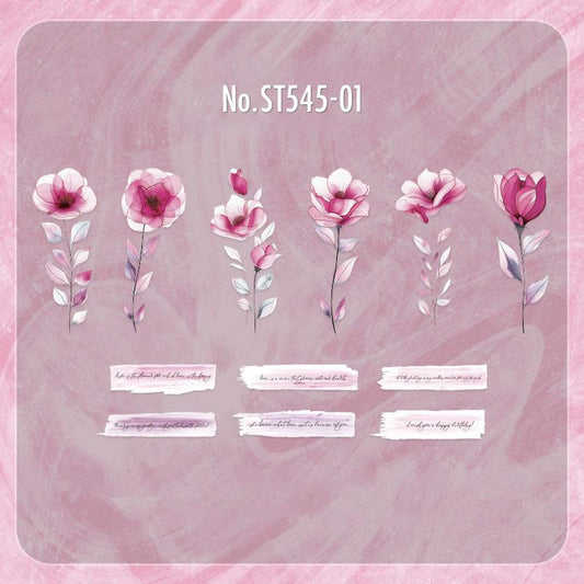ST545|シール 花 植物 フラワー 英字 英語 フレーズシール
