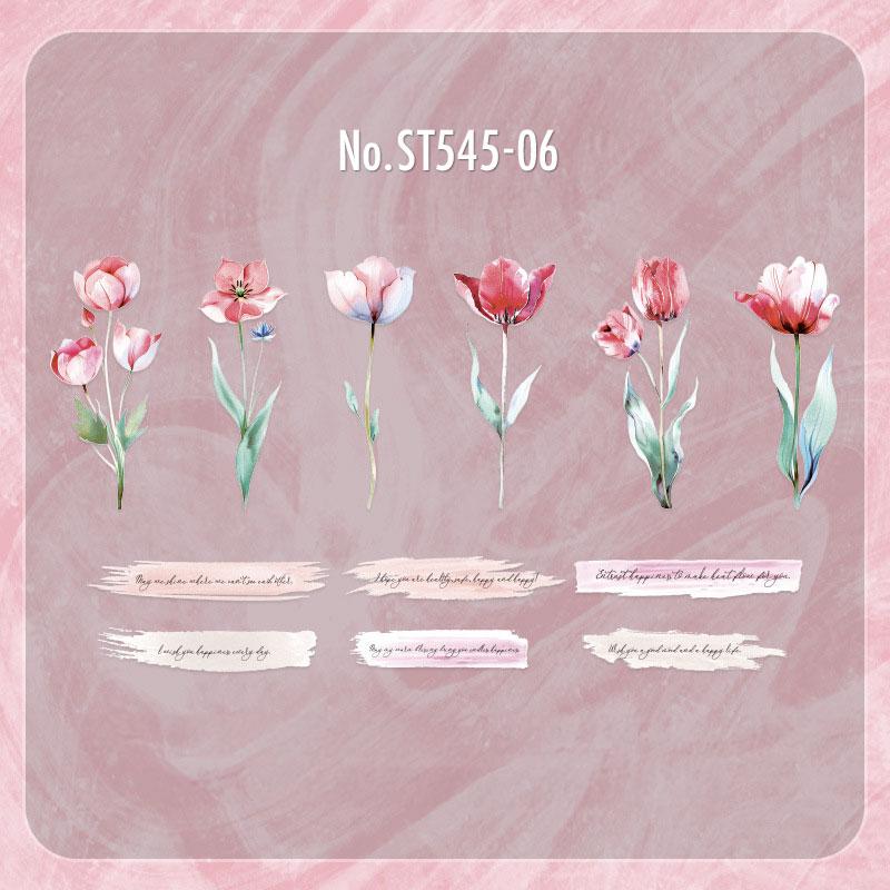 ST545|シール 花 植物 フラワー 英字 英語 フレーズシール