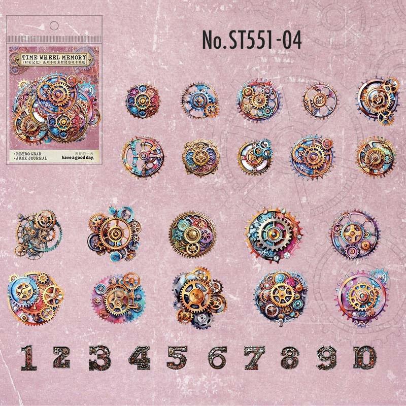 ST551|シール 歯車 金具 ギヤ 数字 ナンバー 部品 パーツ スチームパンク