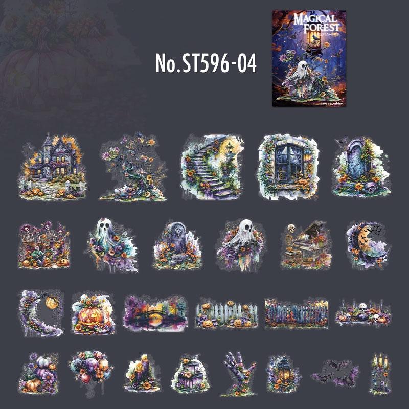 ST596|シール 妖精 魔法使い 魔女 お化け ゴースト 骸骨 カボチャ ハロウィン