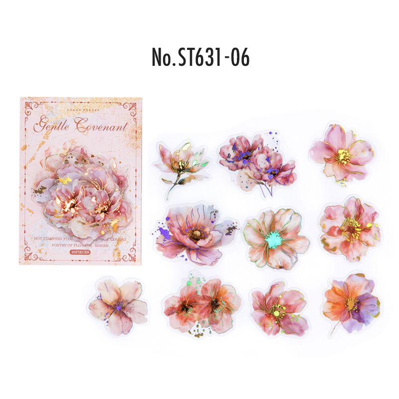 ST631|シール 花 桜 梅 桃 青い花 フラワー
