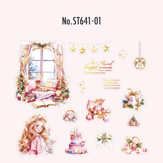 ST641|シール クリスマス 飾り クリスマスツリー 人物 オーナメント プレゼント