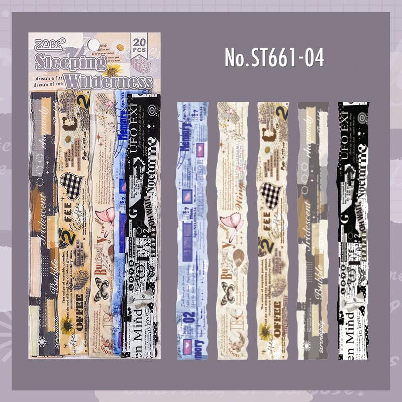 ST661|シール 帯型 細長い アクセント 英字 楽譜 装飾 飾り