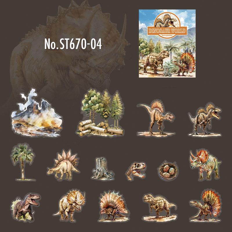 ST670|シール 恐竜 肉食恐竜 草食恐竜 ダイナソー 古代生物 火山 化石