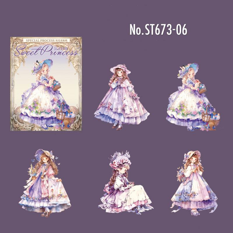 ST673|シール 人物 女の子 女性 ドレス プリンセス