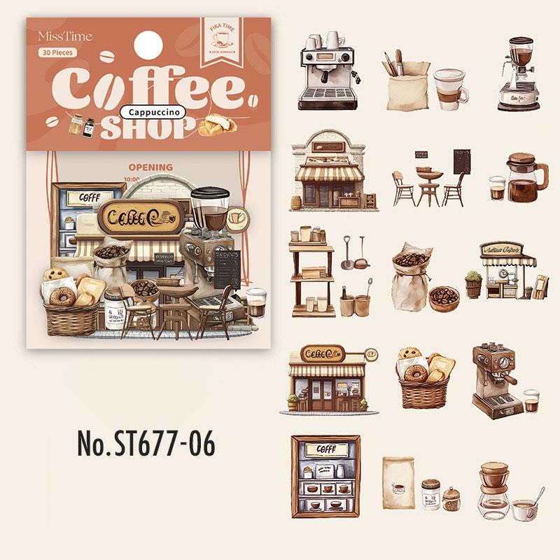 ST677|シール コーヒー カフェ 看板 カップ パンケーキ スイーツ バリスタ