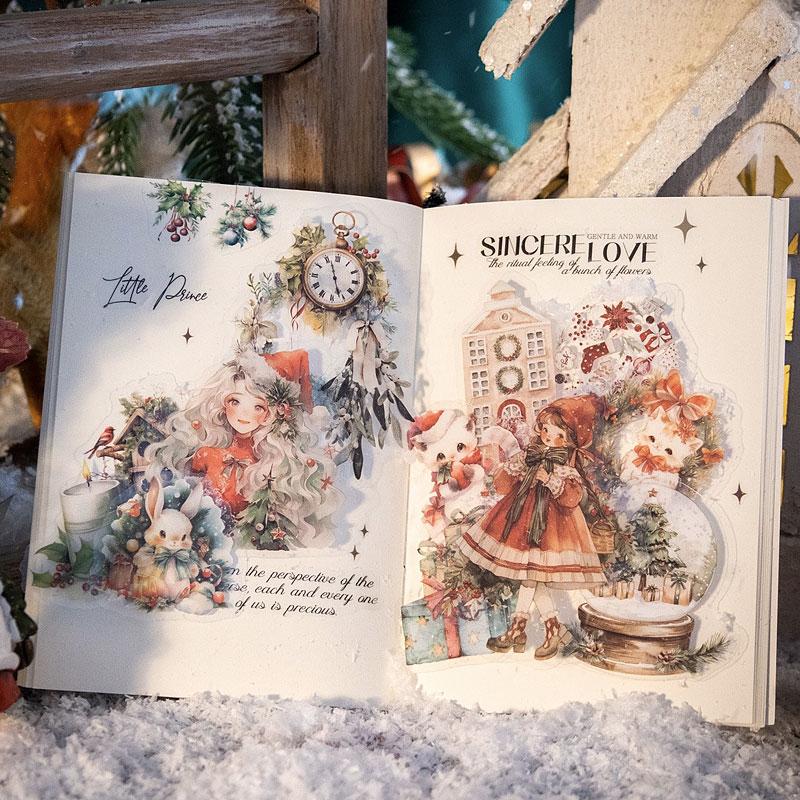 缶ケース付き・クリスマスのPETコラージュシール