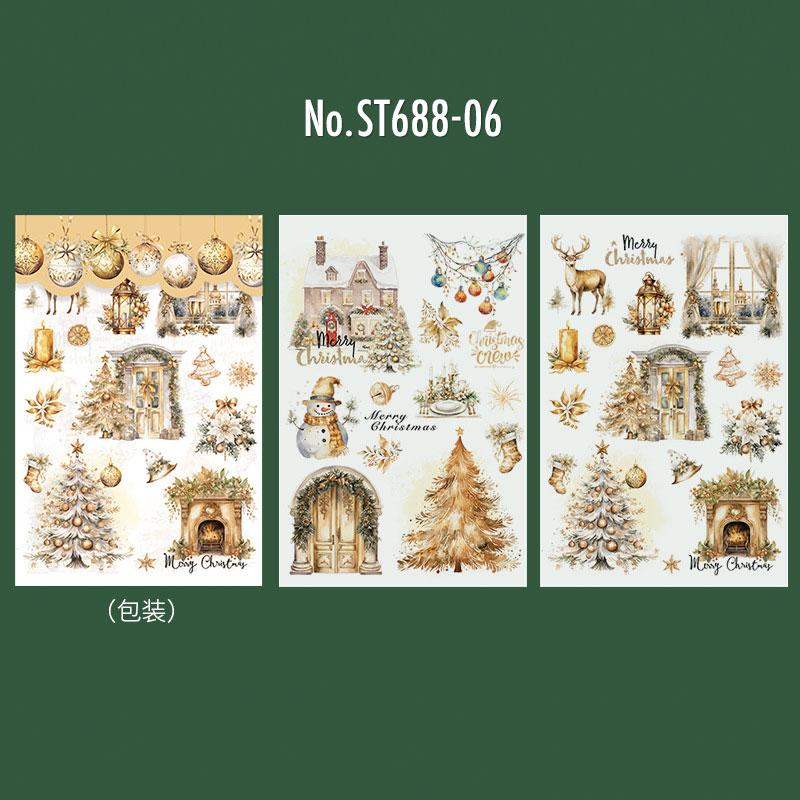 ST688|シール 転写シール クリスマス ツリー 装飾 飾り サンタ 雪だるま