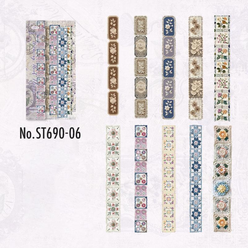 ST690|シール リボン 刺繍 レース 布テープ 花柄 裁縫 洋裁