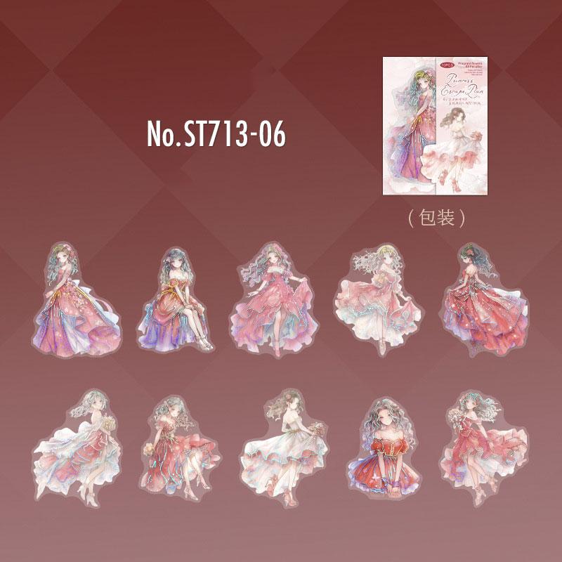 ST713|シール 女性 女の子 人物 ドレス おしゃれ かわいい