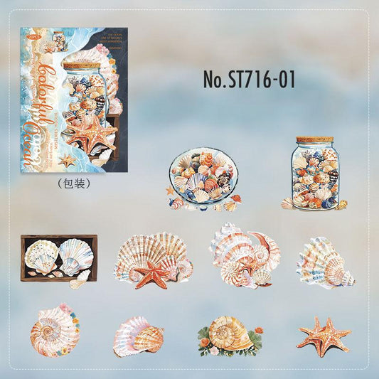 ST716|シール 海の生き物 貝殻 クラゲ クジラ シャチ イルカ 魚 熱帯魚 サンゴ 珊瑚