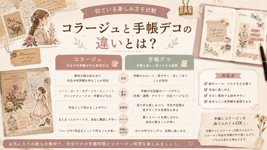 コラージュと手帳デコの違いとは？似ている楽しみ方を比較