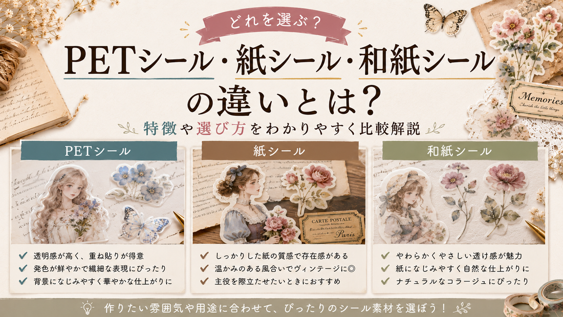 PETシール・紙シール・和紙シールの違いとは？特徴や選び方をわかりやすく比較解説