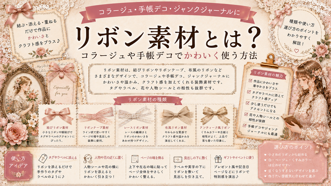 リボン素材とは？コラージュや手帳デコでかわいく使う方法