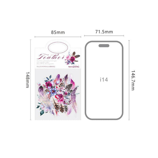 ST102｜シール 羽 花 フラワー フェザー