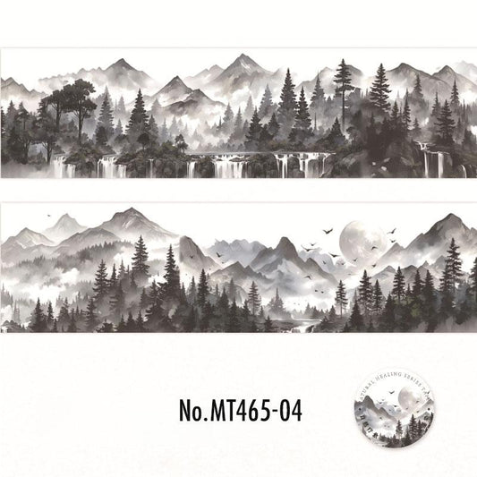 風景・山脈のカットライン入りPETロールシール