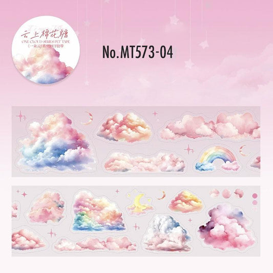 雲・空・虹のカットライン入りPETロールシール