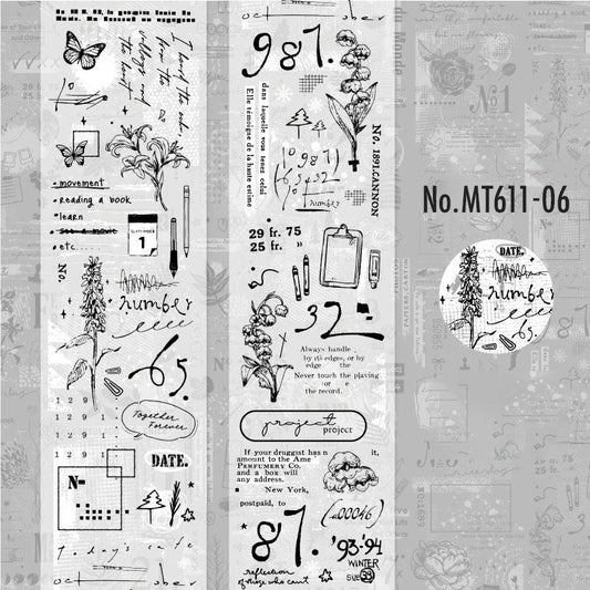 硫酸紙・モノクロ・数字のロールシール