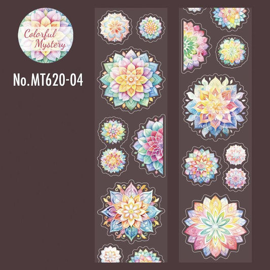 装飾・曼荼羅・花のカットライン入りPETロールシール