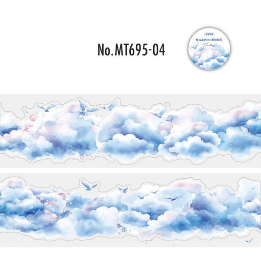 青空・曇り空・雨雲のカットライン入りPETロールシール