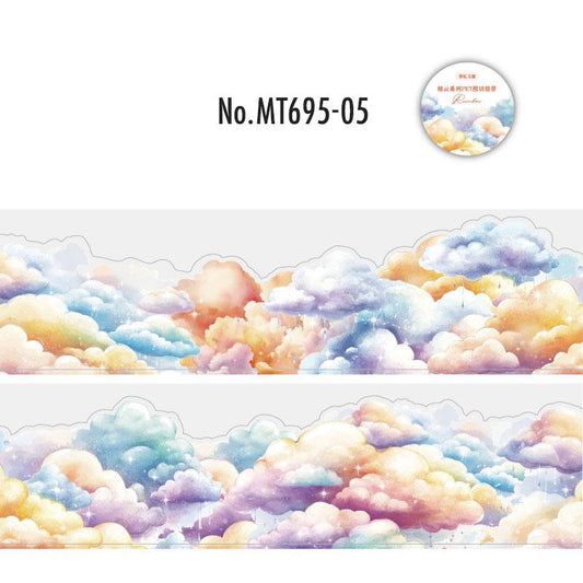 青空・曇り空・雨雲のカットライン入りPETロールシール