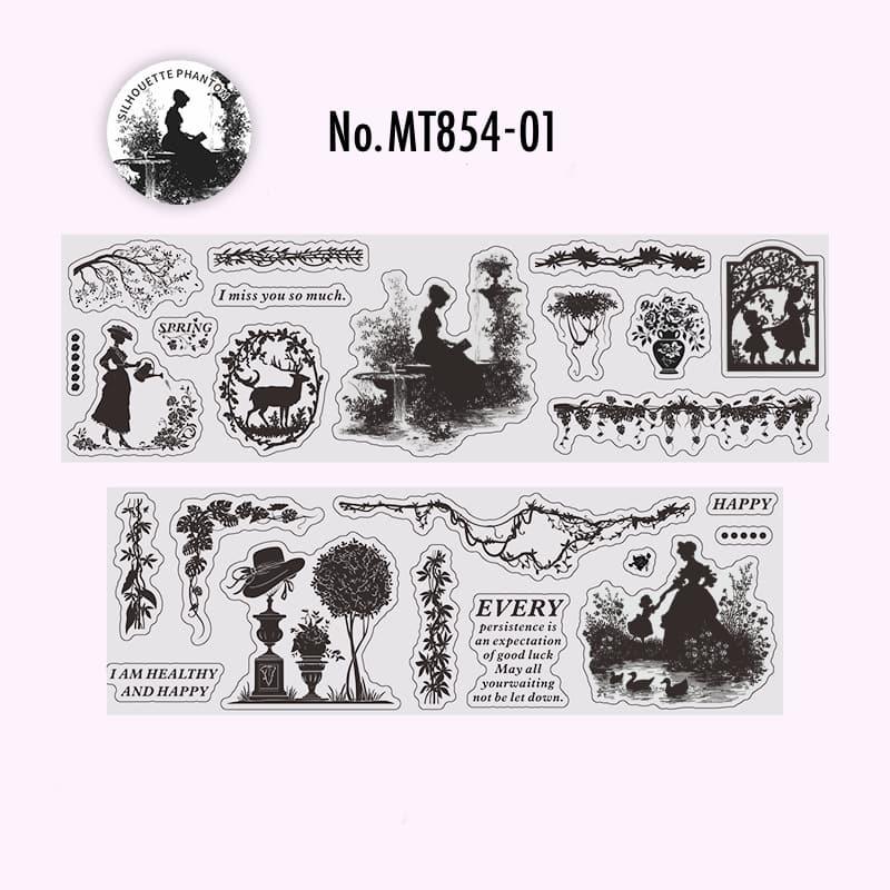 MT854｜シルエット 影 人物 英字 音符 レトロ ヴィンテージ