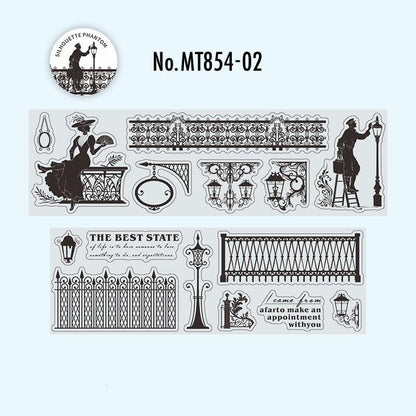 MT854｜シルエット 影 人物 英字 音符 レトロ ヴィンテージ