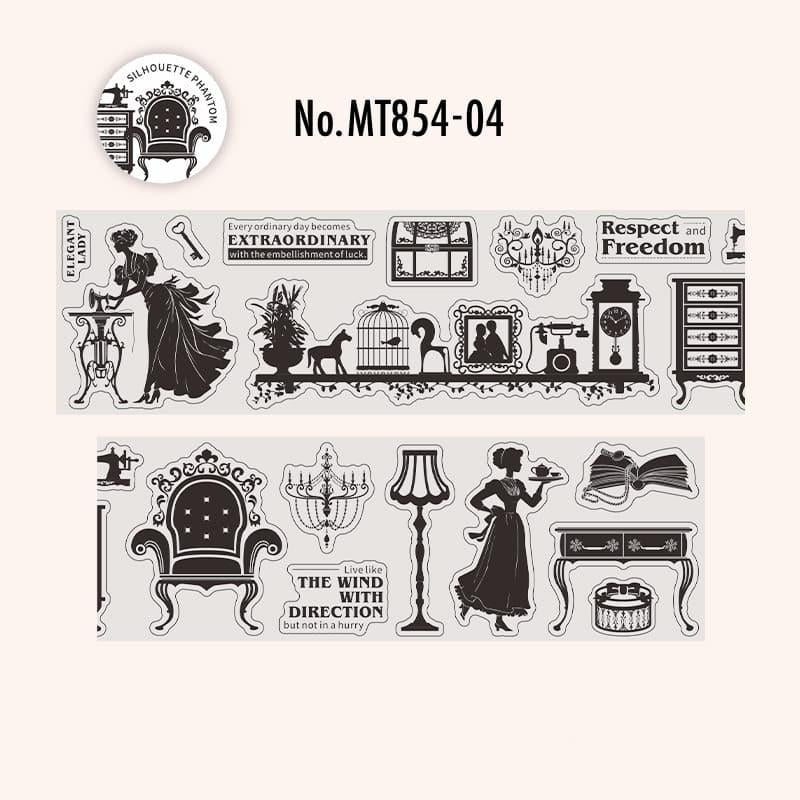 MT854｜シルエット 影 人物 英字 音符 レトロ ヴィンテージ