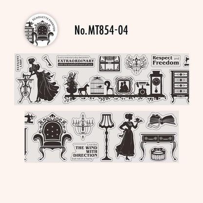 MT854｜シルエット 影 人物 英字 音符 レトロ ヴィンテージ
