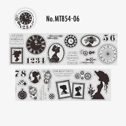MT854｜シルエット 影 人物 英字 音符 レトロ ヴィンテージ