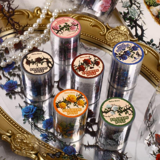 MT855 バラ ローズ 花 薔薇 トゲ 棘 マステ ロールシール コラージュ素材 コラージュ シール 紙もの 手帳 日記 海外 紙モノ 紙物