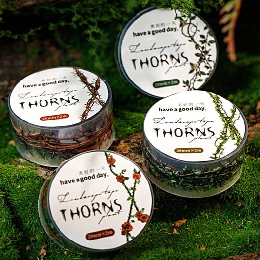 MT856 薔薇 バラ ローズ 花 トゲ 棘 マステ ロールシール コラージュ素材 コラージュ シール 紙もの 手帳 日記 海外 紙モノ 紙物