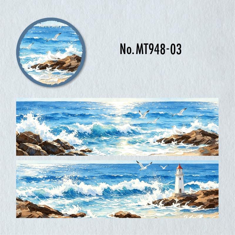 海・灯台・港町のロールシール