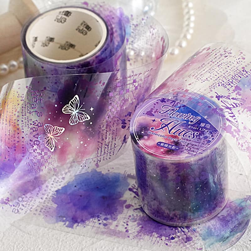 インク滲み・装飾・星のPETロールシール