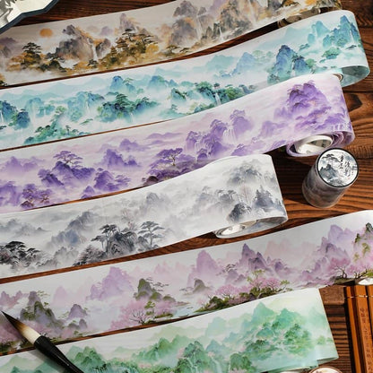 山のある風景・中華風・山脈のPETロールシール