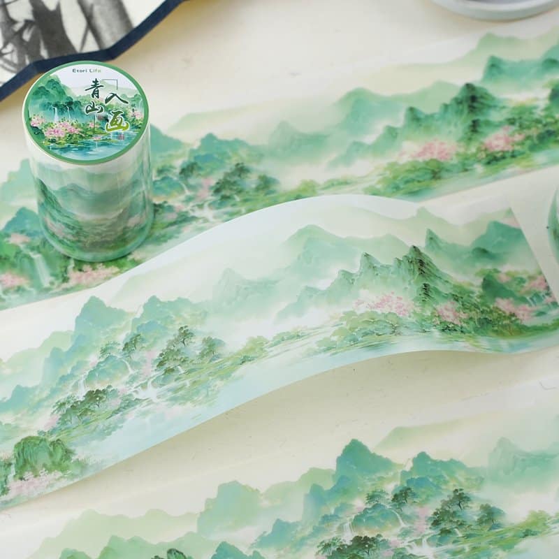 山のある風景・中華風・山脈のPETロールシール