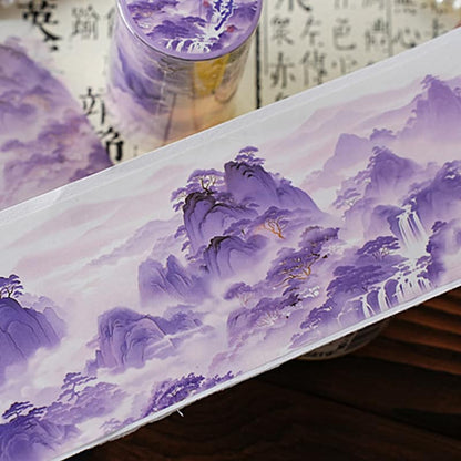 山のある風景・中華風・山脈のPETロールシール