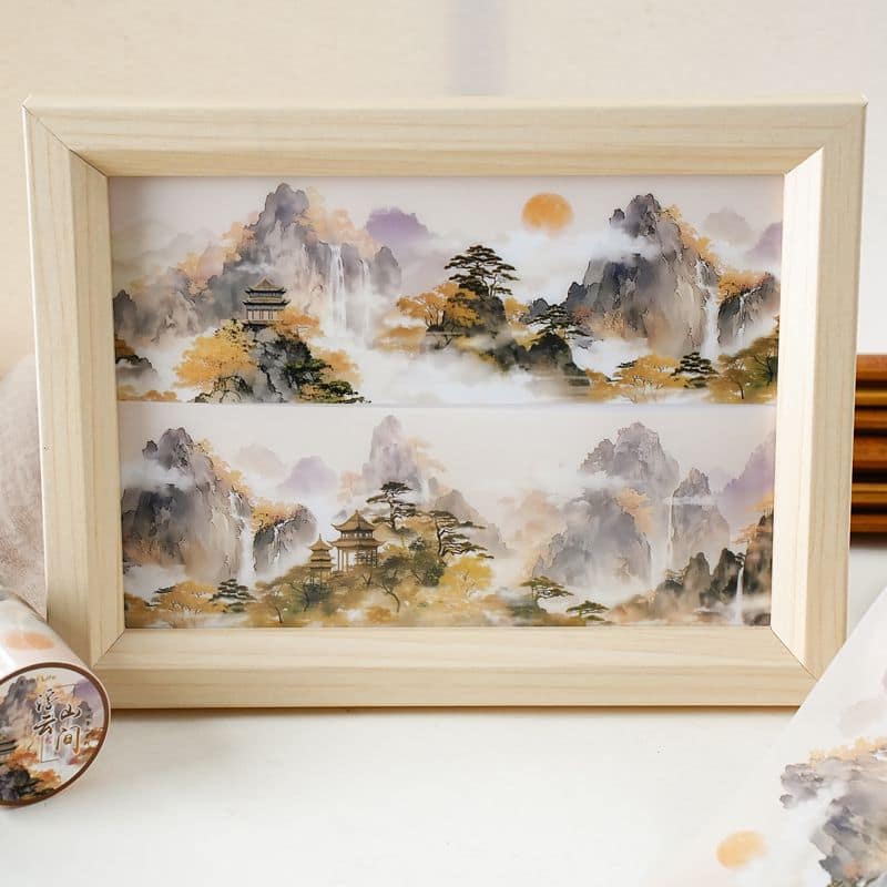 山のある風景・中華風・山脈のPETロールシール