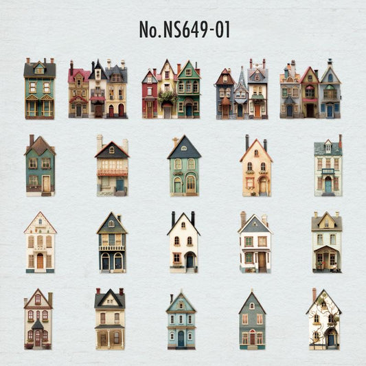 NS649｜フレーム 額縁 時計 家具 蝶 家 建物 街並み 調度品