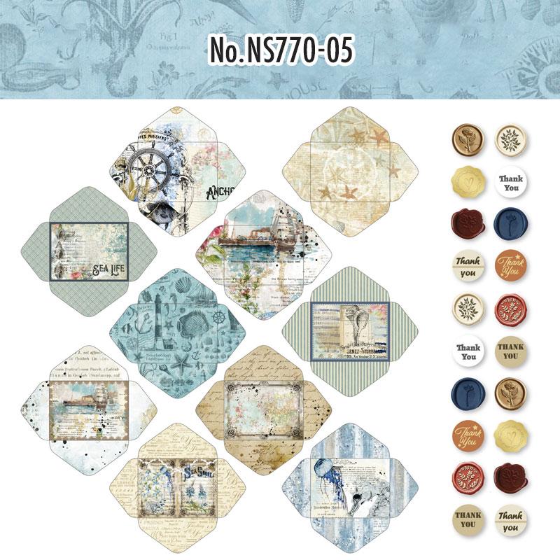NS770｜封筒 手紙 ポケット シーリングスタンプ 封蝋 シール 装飾