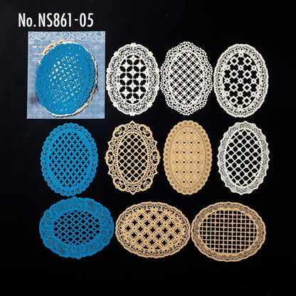 NS861｜レースペーパー レース紙 切り絵 ステンシルシート ハート フレーム 額縁
