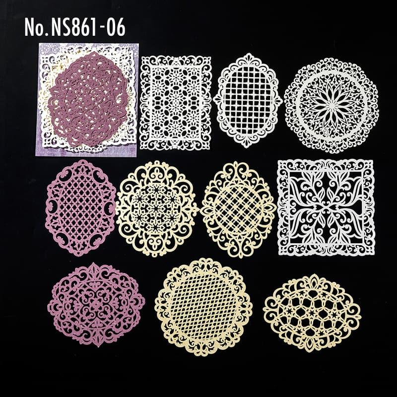 NS861｜レースペーパー レース紙 切り絵 ステンシルシート ハート フレーム 額縁