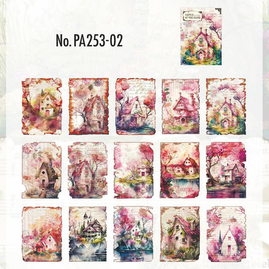 ファンタジー・城・小屋のコラージュ素材紙
