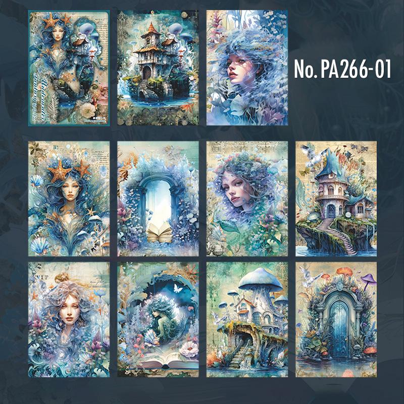 PA266｜紙物素材 人物 女性 人魚 海 魚 貝 シェル クラゲ – Memento