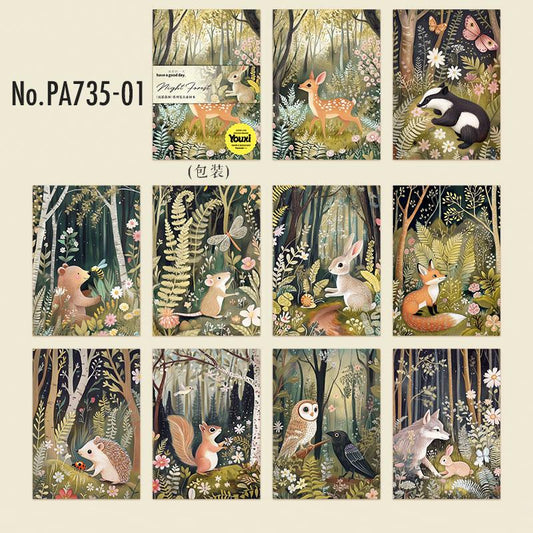 PA735｜動物 キツネ クマ シカ ハリネズミ リス 小動物 ウサギ フクロウ