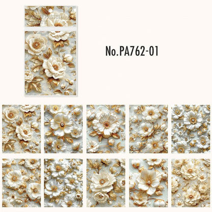 PA762｜花 背景 金縁 豪華 高級感 フラワー